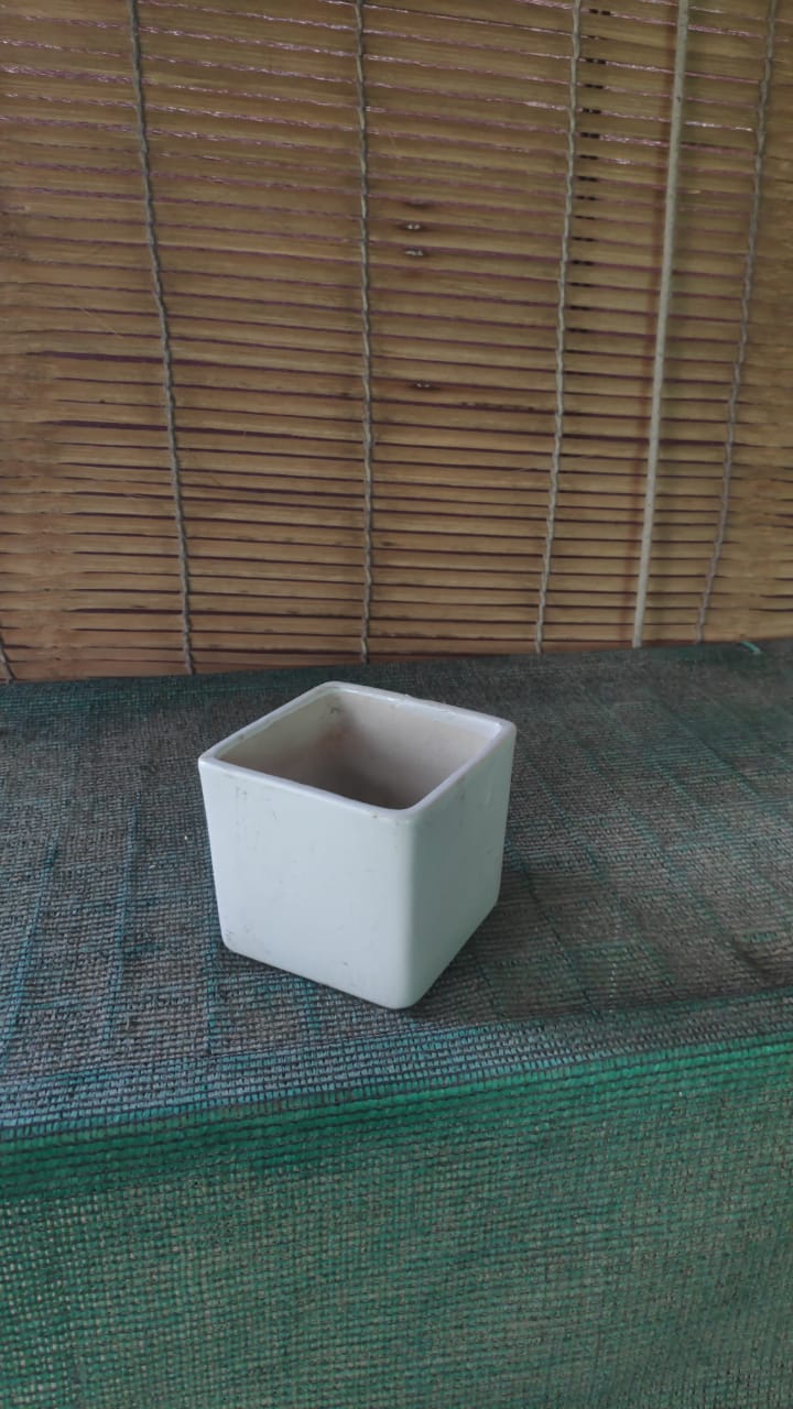 Ceramic Pot: Square 3.5" Medium Quality